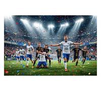 DOMEVISTA Papier Peint Photo Intissé Football Équipe Victoire 300x223 cm | Confettis Finale Supporters Sport Stade Terrain Tribunes Match Ballon Fresque Panorama Tapisserie XXL; colle incluse.