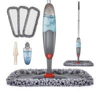 Domi-patrol Balai serpillère à vaporisation en microfibre avec 3 serpillères lavables et flacons rechargeables de 635 ml, nettoyage de la poussière pour sols stratifié et carreaux - Noir
