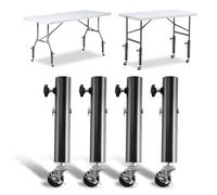 Domigard Lot de 4 rehausseurs de pieds de table avec roulettes en métal avec pince à vis réglable pour canapé, table, chaise, carré/rond, diamètre adapté à moins de 3,6 cm