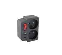 - Domino 2x16A + USB-A/C + interrupteur - Noir
