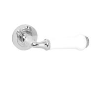 domino LUDWIK-R M6 Poignée de porte pour porte de chambre, porte de bureau, porte de cave et porte intérieure, ferrures de porte en zinc chromé/blanc