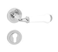 domino LUDWIK-R M6 Poignée de porte PZ - Kit cylindre profilé - Rosace ronde - Poignée de porte pour porte de chambre, de bureau, porte de cave et porte intérieure - Ferrures de porte en acier