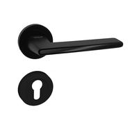 Domino ONYKS-R Kit de Poignée Pour Porte Profilé PZ | Rosace Ronde | Pour Bureau, Cave et Intérieur | Ferrures en Znal | Noir