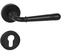 domino Poignée de porte PZ avec rosace ronde | Ensemble pour cylindre profilé | Pour chambre, bureau, cave et portes intérieures | Accessoires en Znal | Noir
