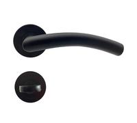 domino PRADO-R Black Poignée de porte pour WC - Rosace ronde pour porte de salle de bain - Garniture de rosace noire
