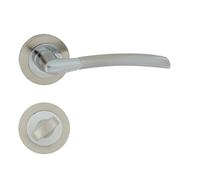 domino Presto-R M6/M9 Poignée de porte ronde pour porte de salle de bain et WC avec rosace en aluminium chromé et nickel