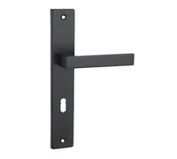 Domino Qubik Kit poignée de porte clé L, 72 mm, poignée de porte sur plaque pour chambre, bureau, cave et intérieur, en forme de L, ferrures de porte en aluminium, noir