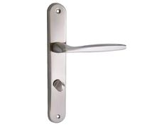 Domino Set de poignées de porte Kit de poignée de porte WC - Ensemble pour porte de salle de bain avec raccords en aluminium argenté universelle MIA M9 WC70