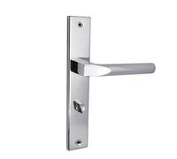 Domino Set de poignées de porte Kit de poignée de porte WC - Ensemble pour porte de salle de bain avec raccords en aluminium argenté universelle CONO M6 WC70