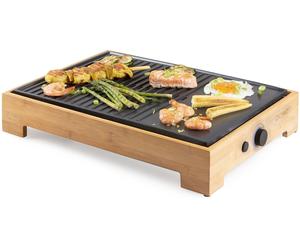 DOMO Bamboo Style Gril de table électrique Plancha (42x28cm/1800W) DO9271G