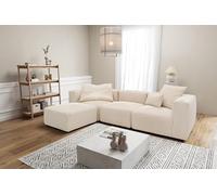 DOMO. collection Canapé d'angle Malia Cord modulable en Forme de L composé de 2 fauteuils d'angle, 1 Fauteuil et 1 Tabouret, canapé modulaire, 4 éléments rembourrés, canapé d'angle 301 x 193 x 69 cm