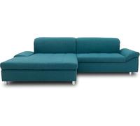 DOMO. collection Canapé d'angle Mika, canapé Convertible et Coffre de lit en Forme de L, canapé-lit avec Fonction Dossier et accoudoirs, Coin rembourré, 260 x 178 x 80 cm (l x p x h), Turquoise