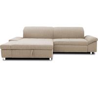 DOMO. collection Canapé d'angle Mika, canapé Convertible et tiroir de lit en Forme de L, canapé-lit avec Fonction Dossier et accoudoirs, Coin rembourré, 260 x 178 x 80 cm (l x p x h), Beige