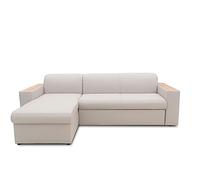 DOMO. collection Lima Canapé d'angle Convertible et Coffre de lit, canapé en Forme de L avec accoudoirs en Bois, canapé-lit, 244 x 155 x 74 cm (l x p x h), argenté