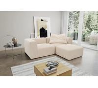 DOMO. collection Malia Canapé d'angle modulable en Velours côtelé en Forme de L composé de 2 fauteuils d'angle et 1 Tabouret rembourré, canapé modulaire, 3 éléments rembourrés, canapé d'angle, 216 x