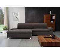 DOMO. collection Mika Canapé d'angle en Forme de L avec Fonction Dossier et accoudoirs, Angle rembourré 260 x 178 x 80 cm (l x p x h) - Anthracite