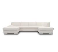 DOMO. collection Wohnlandschaft Star Canapé en Cuir en Forme de U avec Rembourrage 150 x 304 x 150 cm (l x p x h) en Cuir synthétique Blanc