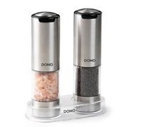 DOMO DO3102 Set Moulins à Sel et Poivre automatiques avec USB-C rechargeable - 2 Moulins - Acier brossé Inox - Eclairage LED - Grand réservoir transparent de 95 ml