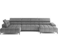 DOMO-HOME Canapé d'angle PLAZA L avec réglage électrique de l'assise 300x216cm | Forme en U confortable | Appuie-têtes réglables | Rembourrage de qualité | Design moderne avec pieds métalliques | Coul