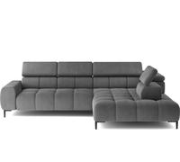 DOMO-HOME Canapé d'angle PLAZA XL avec fonction relax électrique 385x216cm | Design moderne| Finition de haute qualité| Appuie-têtes réglables| Couleur noir clair solaire| Droite