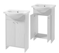 DomoDomo - Armoire de Salle de Bain avec lavabo - 85 x 50 x 25,5 cm - Meuble de Salle de Bain à Poser et Meuble Bas - Laqué - Ensemble élégant avec lavabo en céramique (poignée Ronde Blanche)