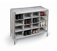 Domopak Living 8001410073822 Armoire à Chaussures aux 16 Compartiments, Plastique/Acier/Polypropylène, Gris, 35 x 81 x 66 cm