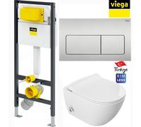 Domotechnika | WC compact avec bidet - 51 x 36 x 32,5 cm - Abattant Duroplast Slim Softclose - WC suspendu - Viega Prevista Dry