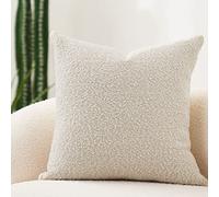 DOMVITUS Lot de 1 Housse de Coussin décorative en Boucle pour lit, canapé, Salon, Coussin décoratif Doux, 50 x 50 cm, crème beurrée