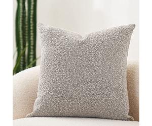DOMVITUS Lot de 1 Housse de Coussin décorative en Boucle pour lit, canapé, Salon, Coussin décoratif Doux, 50 x 50 cm, Gris Sable