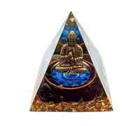 Domybest Pyramide Orgonite Bouddha avec Base de Lumières LED Orgone Pyramide Cristal Générateur d'énergie Pyramide Améthyste Ornement Guérison Reiki Chakra Méditation Yoga Décoration de Table 6cm