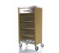 DON HIERRO - Chariot de cuisine à roulettes CHELSEA ¿ Plan inox, 3 paniers, tiroir et casier à bouteilles-Sable