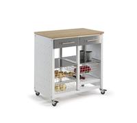 DON HIERRO - Chariot de cuisine BERGEN avec tiroirs, paniers et porte-bouteilles-Orme