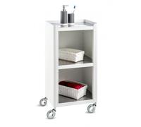 DON HIERRO - Meuble rangement salle de bain, cuisine, bureau.Desserte à roulettes. Style Scandinave, 42 x 31 x 82 cm., blanc-inox, LOUISE-