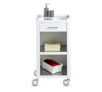 DON HIERRO - Meuble rangement salle de bain, cuisine, bureau. Étagère avec tiroir. Style Scandinave, 42 x 31 x 82 cm., blanc-inox, THELMA-