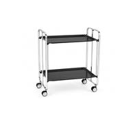 DON HIERRO - Table Roulante Pliante Bauhaus, 2 Plateaux, Châssis en Acier Chromé, Plateaux Stratifiés - Noir