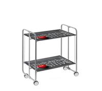 DON HIERRO - Table roulante pliante BAUHAUS, 2 plateaux, châssis gris aluminium.-61
