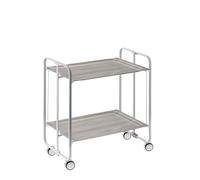 DON HIERRO - Table roulante pliante BAUHAUS, 2 plateaux, châssis gris aluminium.-Frêne