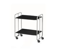 DON HIERRO - Table Roulante Pliante Bauhaus, 2 Plateaux, Châssis Gris Aluminium, Noir