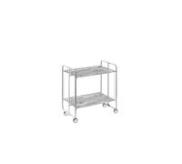DON HIERRO - Table roulante pliante BAUHAUS, 2 plateaux, châssis gris aluminium.-Pin vieilli