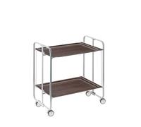 DON HIERRO - Table roulante pliante BAUHAUS, 2 plateaux, châssis gris aluminium.-Wengé