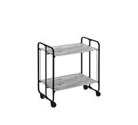 DON HIERRO - Table roulante pliante BAUHAUS, 2 plateaux, châssis noir-Pin vieilli