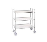 DON HIERRO - Table roulante pliante BAUHAUS, chariot de service 3 niveaux. Blanc-Blanc