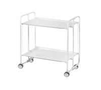 DON HIERRO - Table roulante Pliante Bauhaus châssis Blanc, 2 Plateaux-Blanc