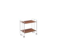 DON HIERRO - Table roulante pliante BAUHAUS châssis blanc, 2 plateaux-Cêdre