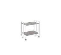 DON HIERRO - Table roulante pliante BAUHAUS châssis blanc, 2 plateaux-Frêne