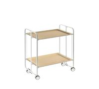 DON HIERRO - Table roulante Pliante Bauhaus châssis Blanc, 2 Plateaux-Hêtre