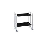 DON HIERRO - Table roulante Pliante Bauhaus châssis Blanc, 2 Plateaux-Noir