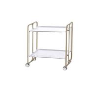 DON HIERRO - Table roulante pliante BAUHAUS châssis couleur sable, 2 plateaux-Blanc