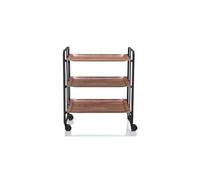 DON HIERRO - Table Roulante Pliante Bauhaus - Métal Noir, 3 Niveaux, Cèdre