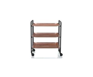 Don Hierro - Table Roulante Pliante Bauhaus - Métal Noir, 3 Niveaux, Cèdre
